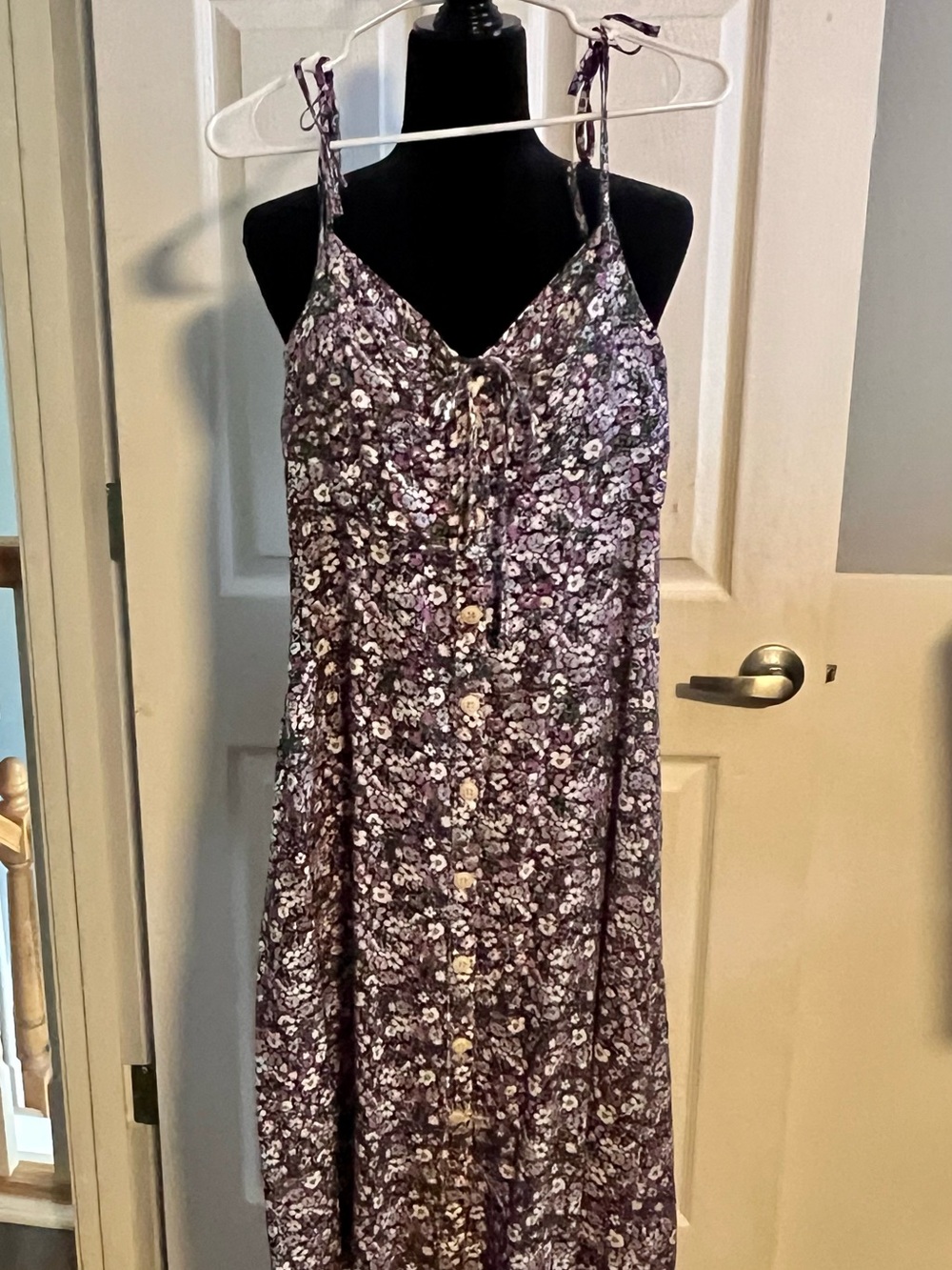 Blush Purple Floral Tie-Shoulder Button-Front Chemise